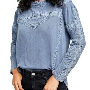 NWT FREE PEOPLE CROCHET BOY MEETS GIRL LONG SLEEVE TOP SIZE XS PACIFIC COAST